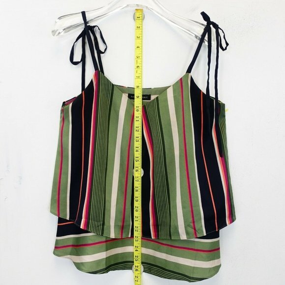 Cami Tank Top Womens SMALL Green Stripe Layered Strappy Vacation BANANA REPUBLIC - Picture 6 of 11